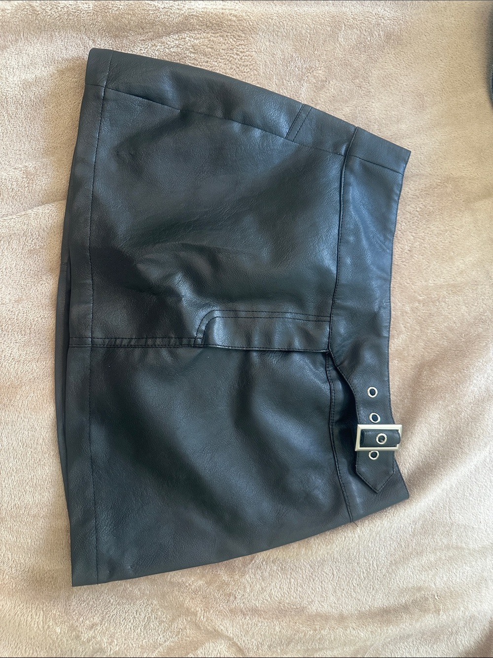 Princess Polly Black Faux Leather Mini Skirt with Buckle